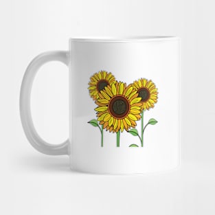 Cartoon three sunflowers Mug